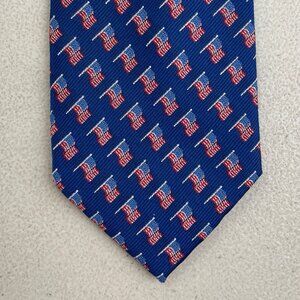 Vintage American Flag Tie 1990s Jacquard Necktie Red/White/Blue Patriotic USA